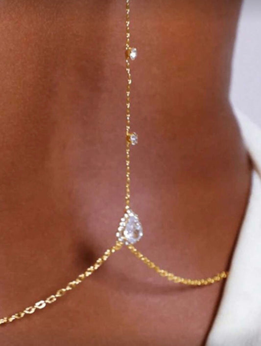 Collier dos nu à chaîne élégante avec pendentif goutte de pluie