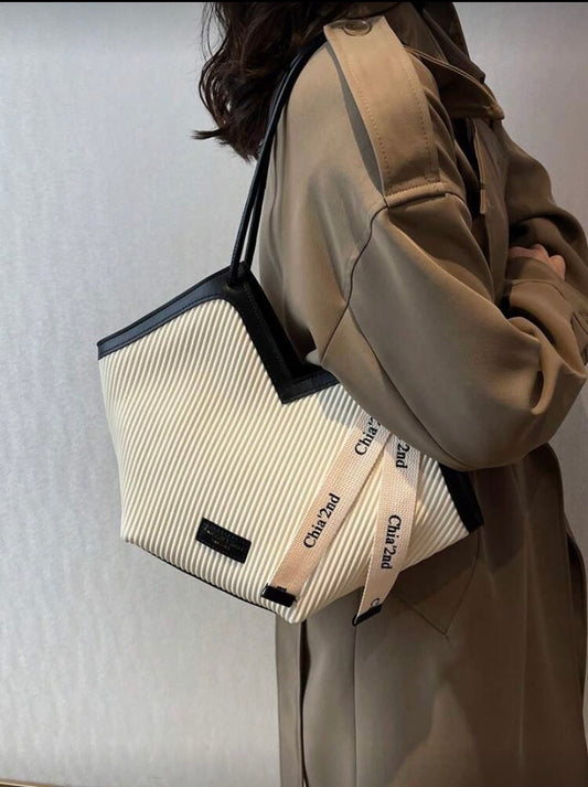 Sac épaule color block à double poignée, grande capacité, style classique et élégant 👜