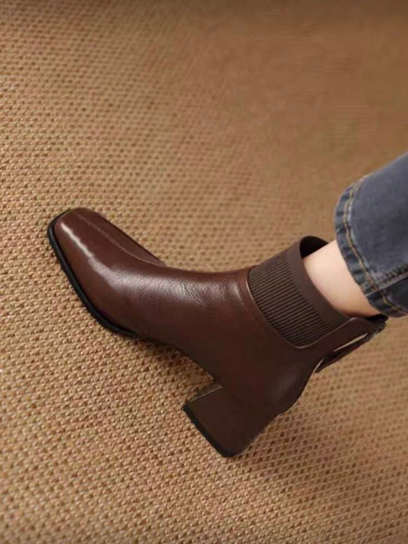 Bottines Chelsea Femme Plates – Talon Bas, Fermeture Arrière, Style Rétro Polyvalent