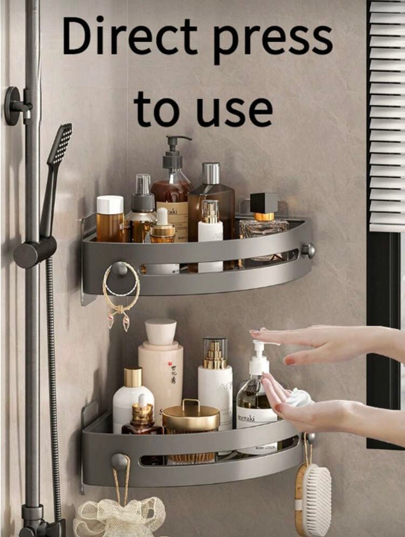 Étagères d’angle adhésives pour douche – Lot de 3 rangements muraux avec crochets intégrés 🚿✨