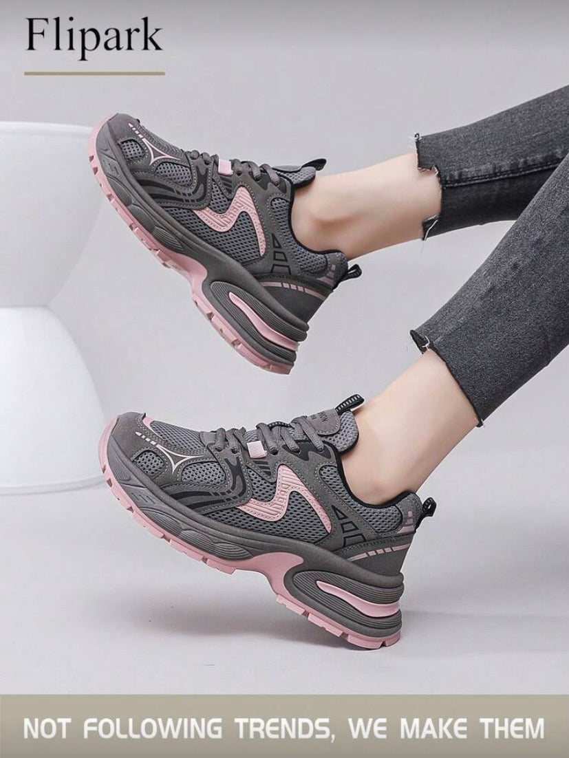 Baskets épaisses respirantes à lacets en mesh, style sportif et léger 👟