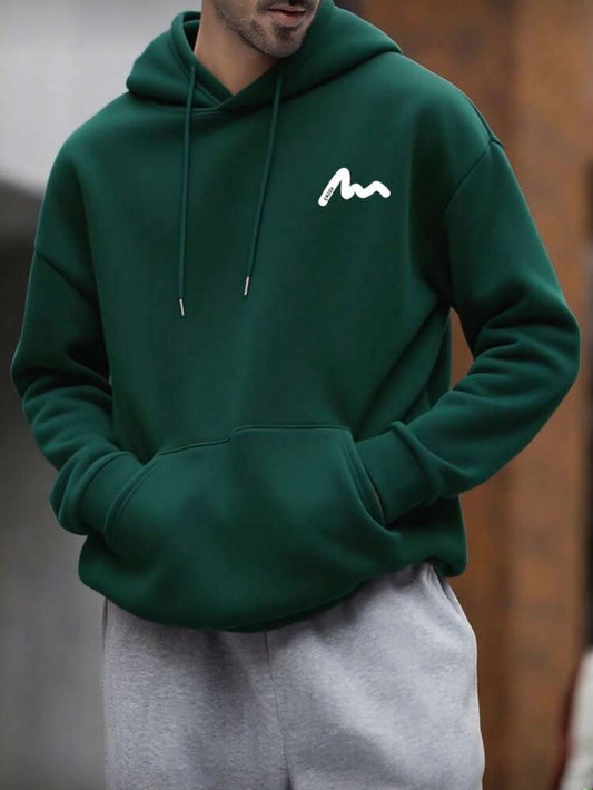 Hoodie Homme Imprimé Graphique, Doublure Thermique, Style Streetwear, Automne/Hiver
