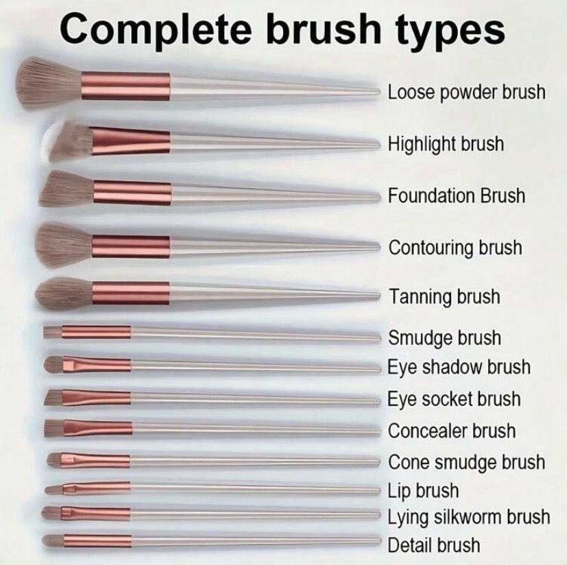 Set de 13 Pinceaux de Maquillage, Poils Doux pour Fard, Fond de Teint et Blush, Convient Débutants et Professionnels