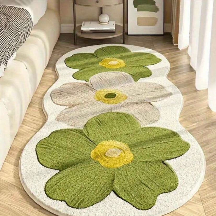 Tapis de bain floral ultra-doux et absorbant, lavable en machine, idéal pour la salle de bain ou la chambre.