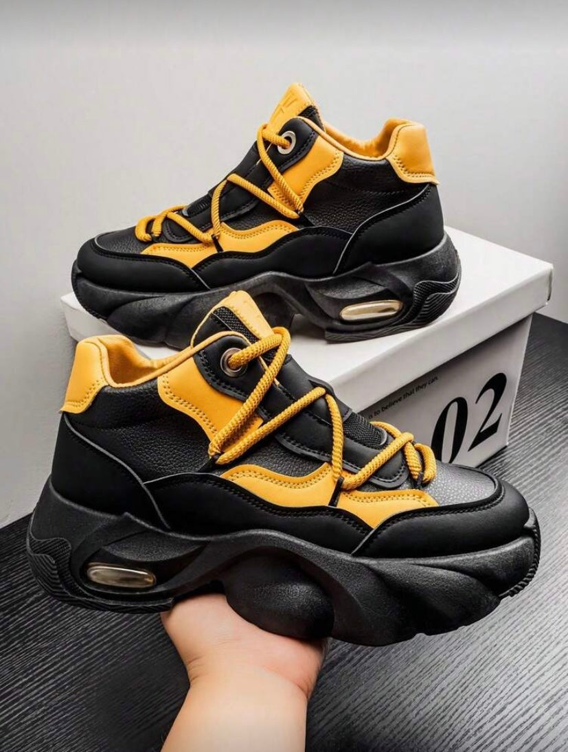 Baskets Unisex Rétro à Semelle Épaisse, Respirantes en Maille, Confort Rehaussant — Taille Grand, Prendre Une Pointure En Dessous