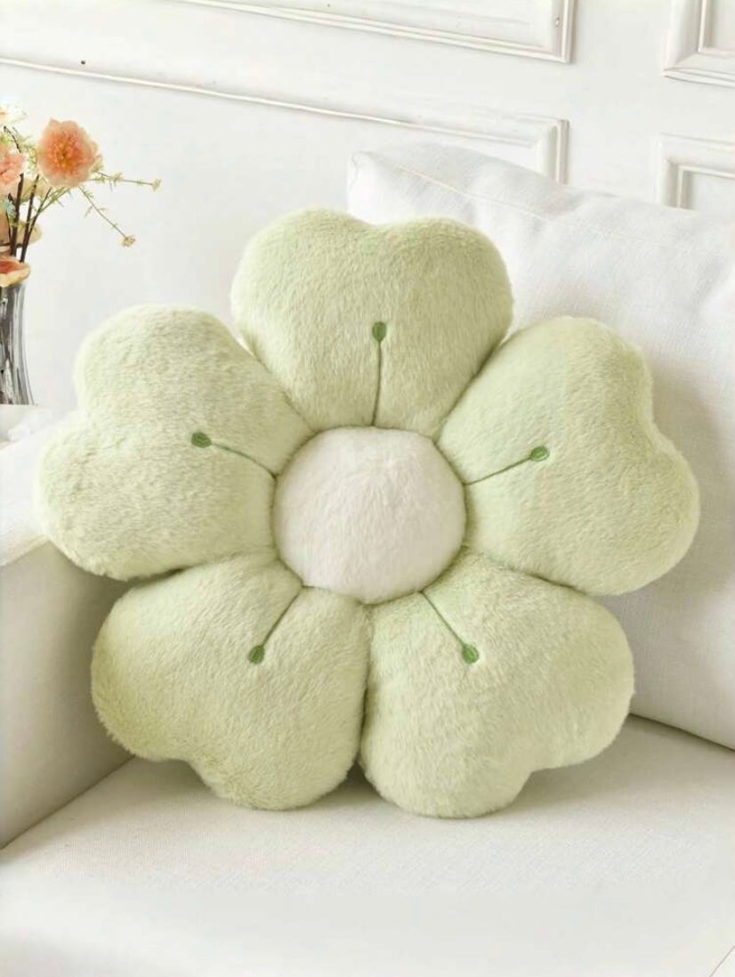 Coussin décoratif en forme de marguerite avec revêtement en fausse fourrure douce, idéal pour le canapé, la chambre ou le salon.