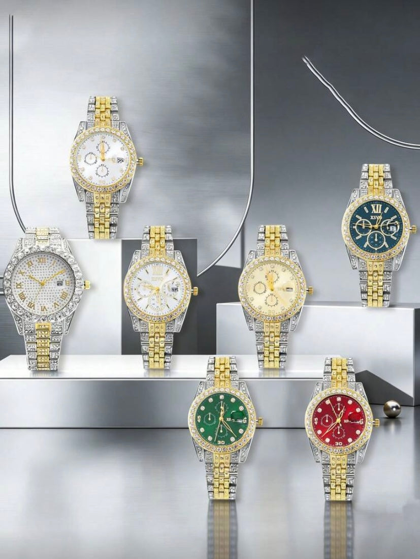 Coffret Cadeau 7 Montres Homme, Quartz à Cadrans Multicolores et Bracelet Acier, Élégant pour Usage Quotidien et Offrir