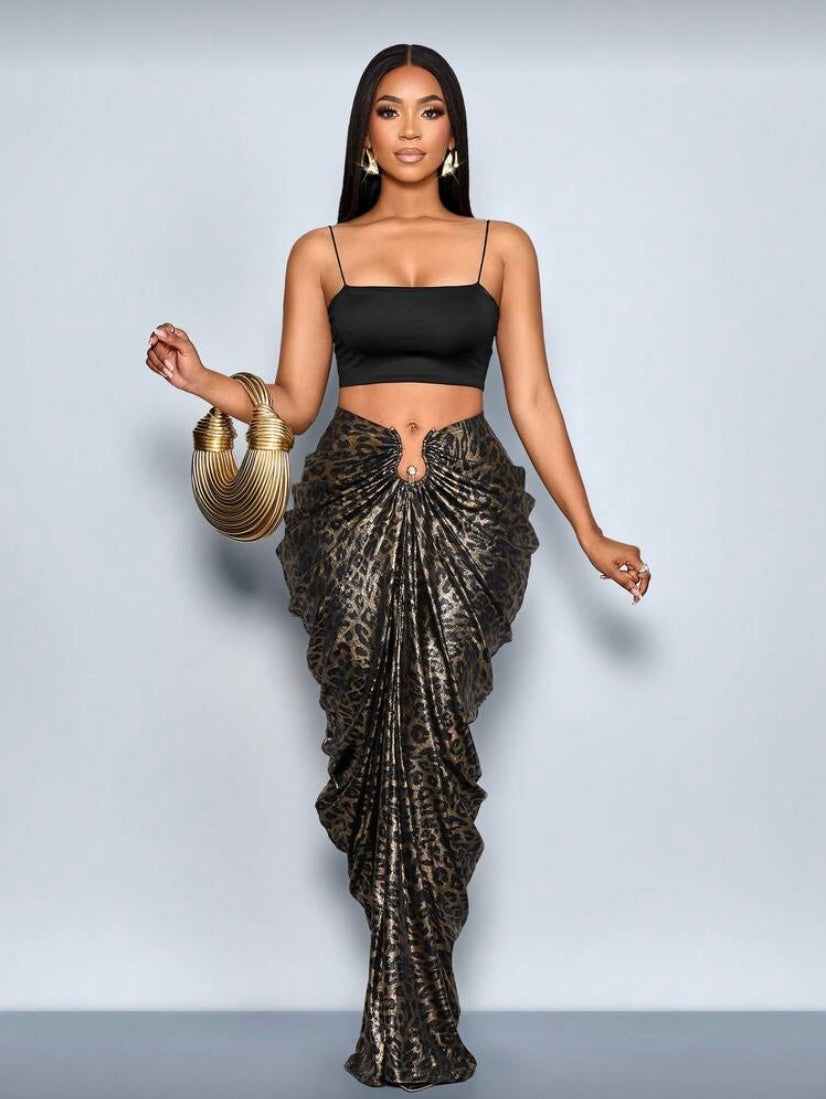 Jupe Femme Unie Froncée, Coupe Ajustée, Style Élégant pour Soirée