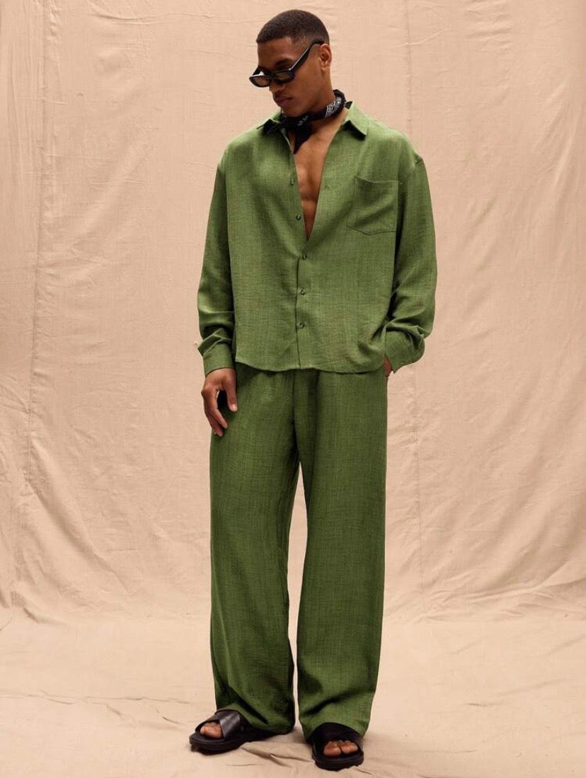 Pantalon ample pour homme en lin, style décontracté été et vacances, confortable et léger pour le printemps et l’été.