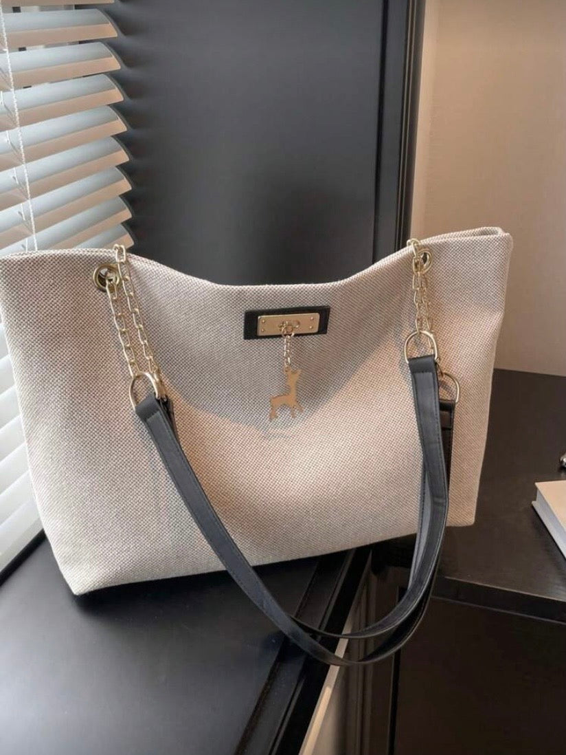 Sac à main grande capacité avec chaîne, porté épaule ou sous le bras, style rétro élégant 👜