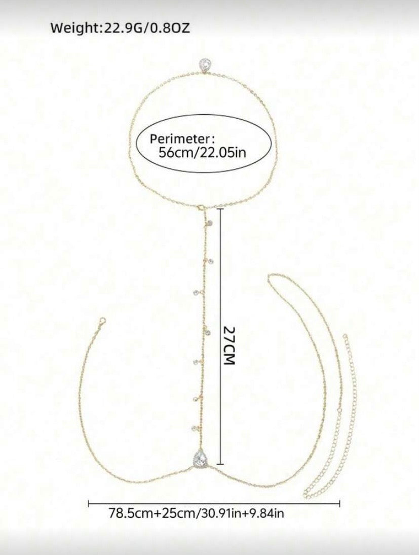 Collier dos nu à chaîne élégante avec pendentif goutte de pluie