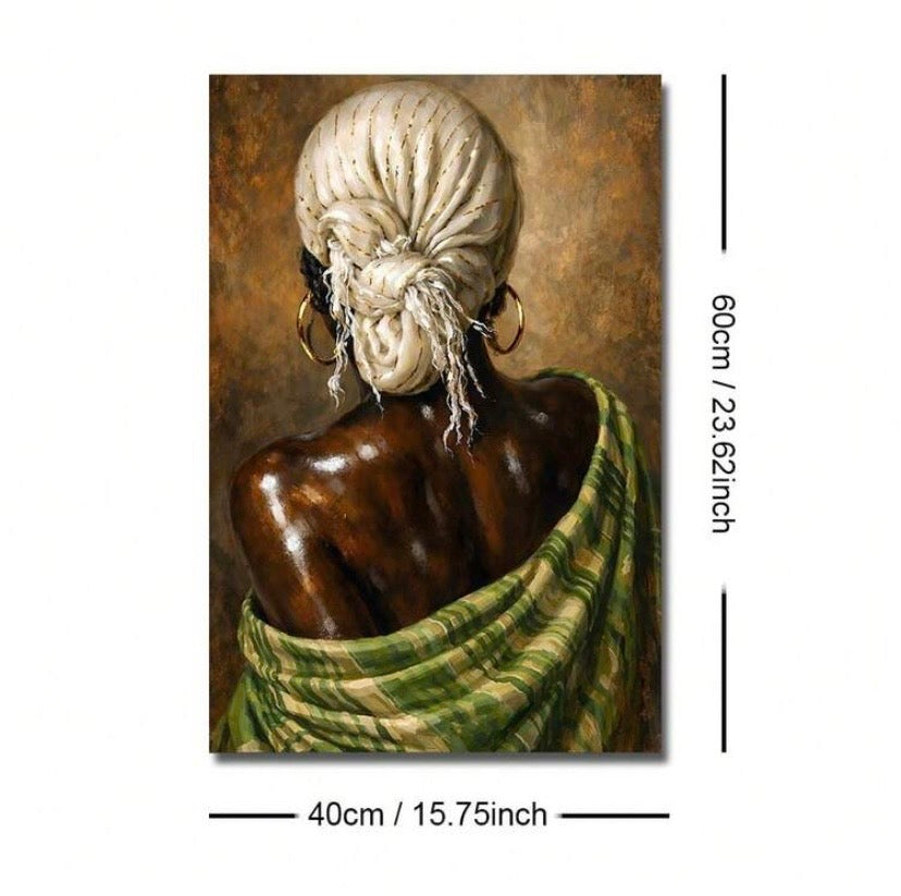 Poster mural bohème abstrait représentant une femme africaine, style minimaliste moderne avec option cadre, idéal pour salon ou chambre.