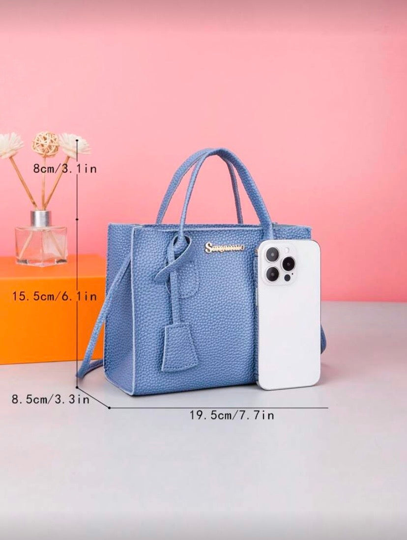 Petit sac carré texturé, porté main ou croisé, style élégant pour femme 👜