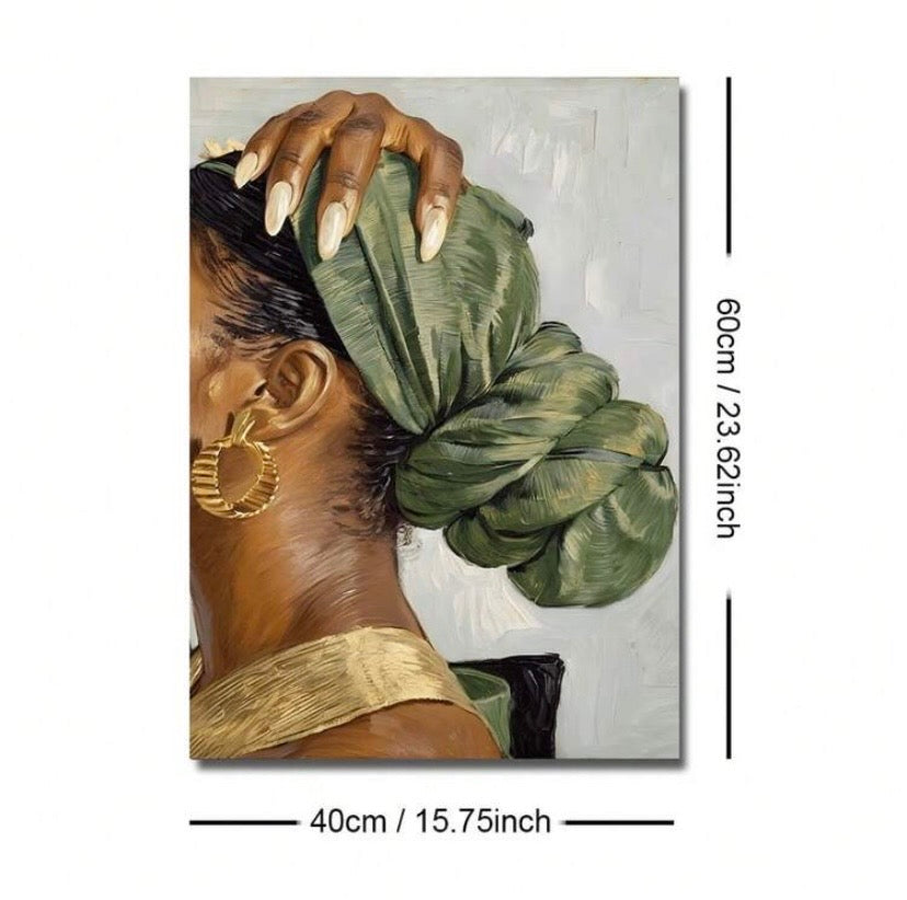 Poster mural bohème abstrait représentant une femme africaine, style minimaliste moderne avec option cadre, idéal pour salon ou chambre.