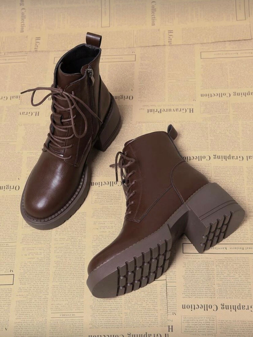 Bottines Femme à Talon Épais – Style Européen, Courtes et Élégantes Toutes Saisons
