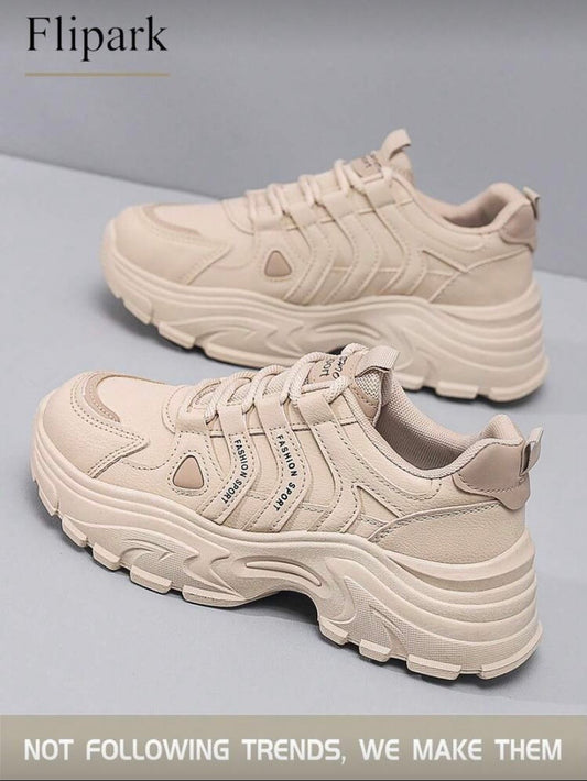 Baskets plateforme bicolores à semelle épaisse, style street léger et polyvalent 👟