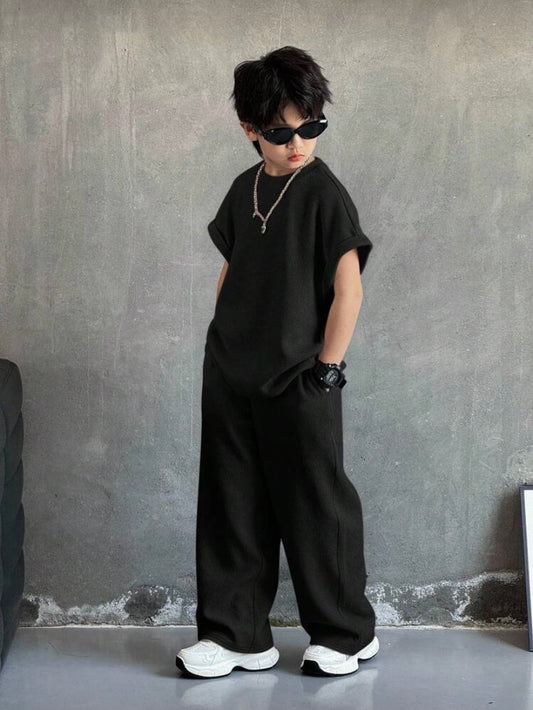 Ensemble Garçon 2 Pièces Décontracté – Débardeur & Pantalon Coupe Ample