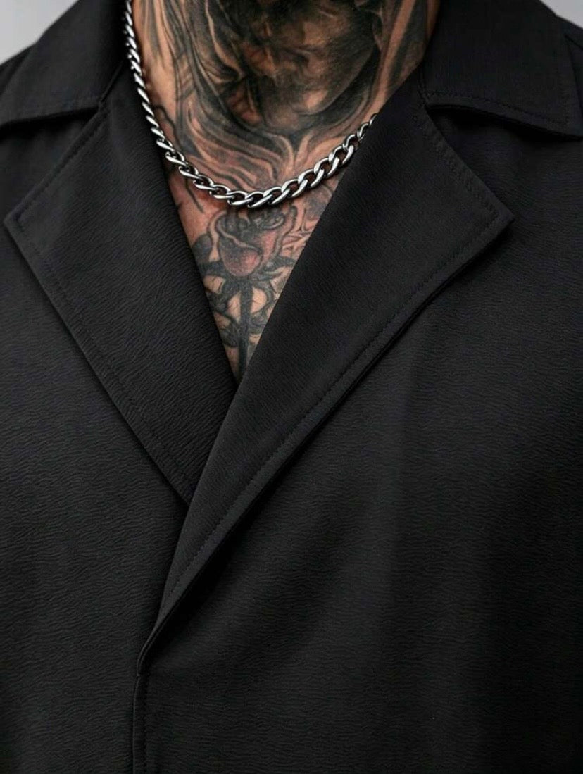 Chemise décontractée homme à col à revers, coupe ample unie, style été et vacances décontractées