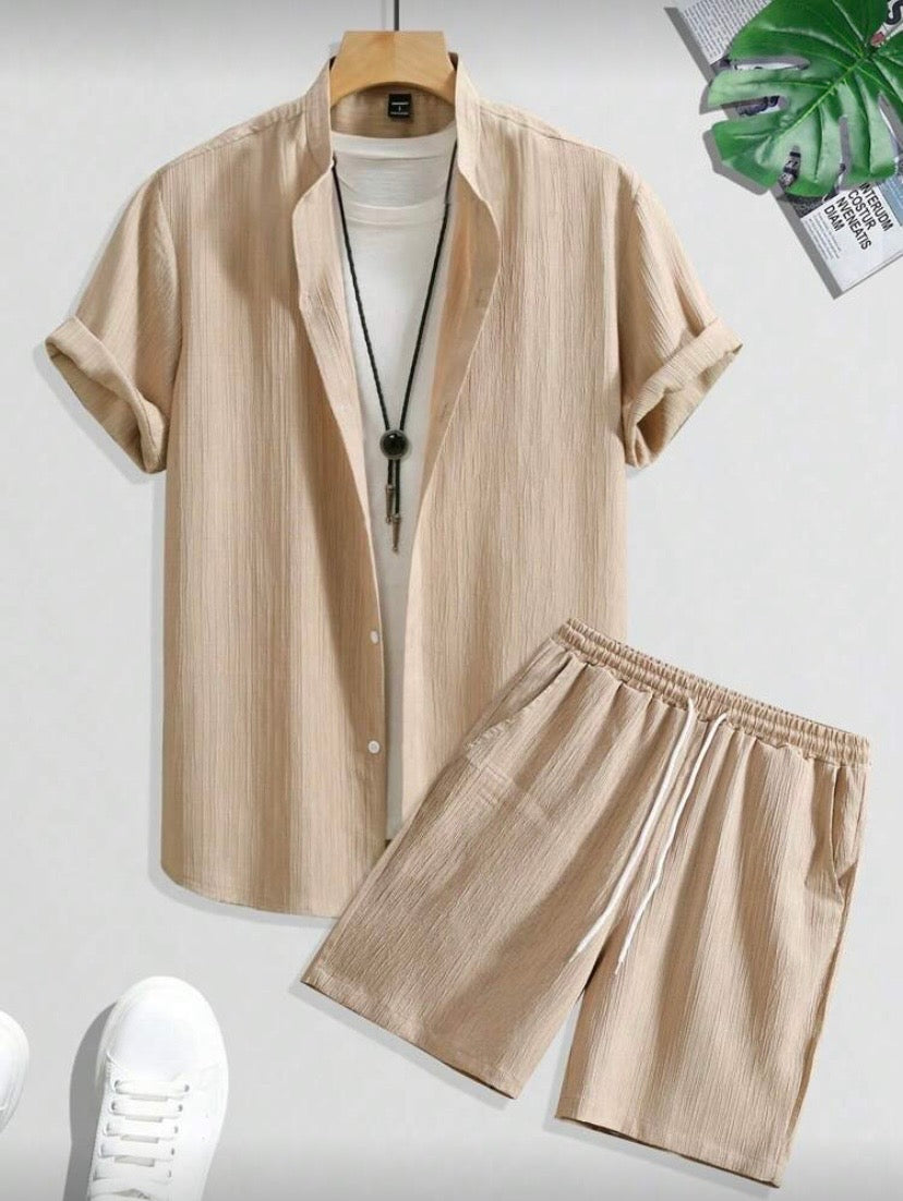 Ensemble Homme Été Chemise Manches Courtes & Short à Cordon – Style Casual Resort