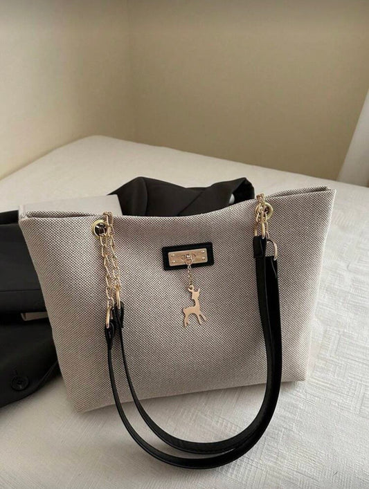 Sac à main grande capacité avec chaîne, porté épaule ou sous le bras, style rétro élégant 👜