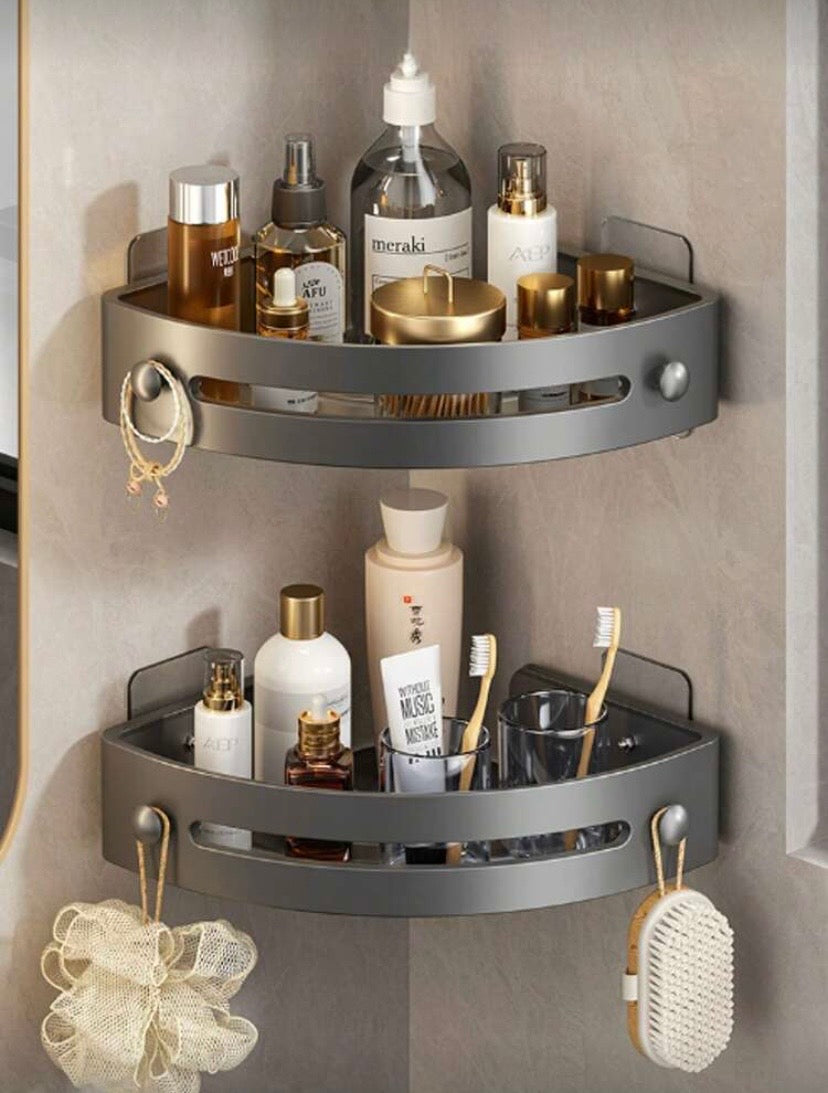 Étagères d’angle adhésives pour douche – Lot de 3 rangements muraux avec crochets intégrés 🚿✨