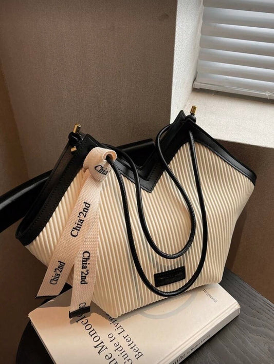 Sac épaule color block à double poignée, grande capacité, style classique et élégant 👜