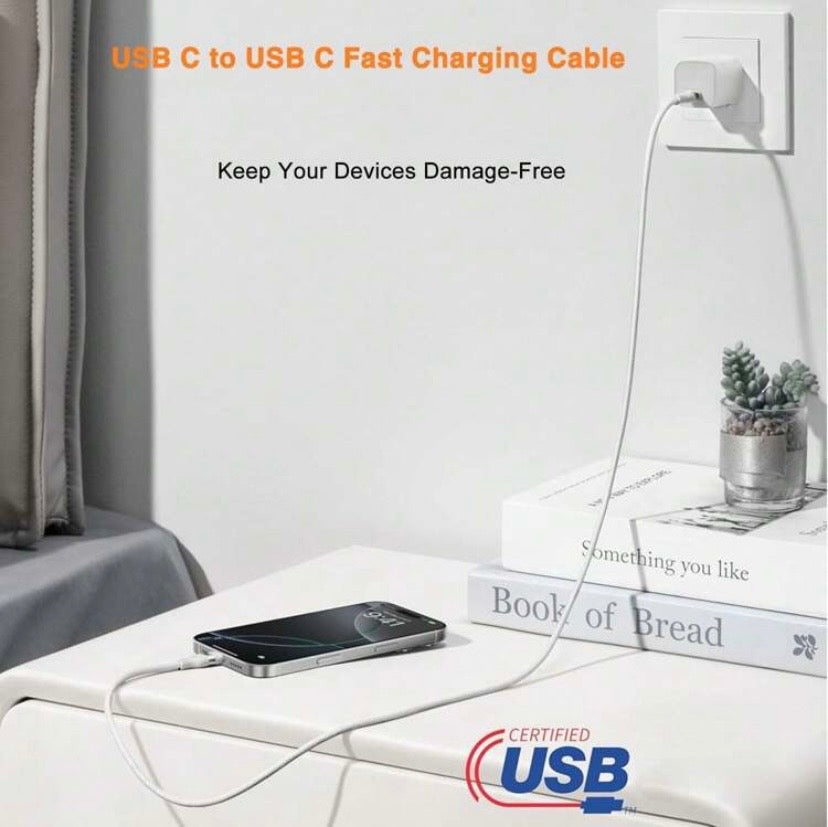 Câble USB-C vers USB-C tressé en nylon pour charge rapide et transfert de données
