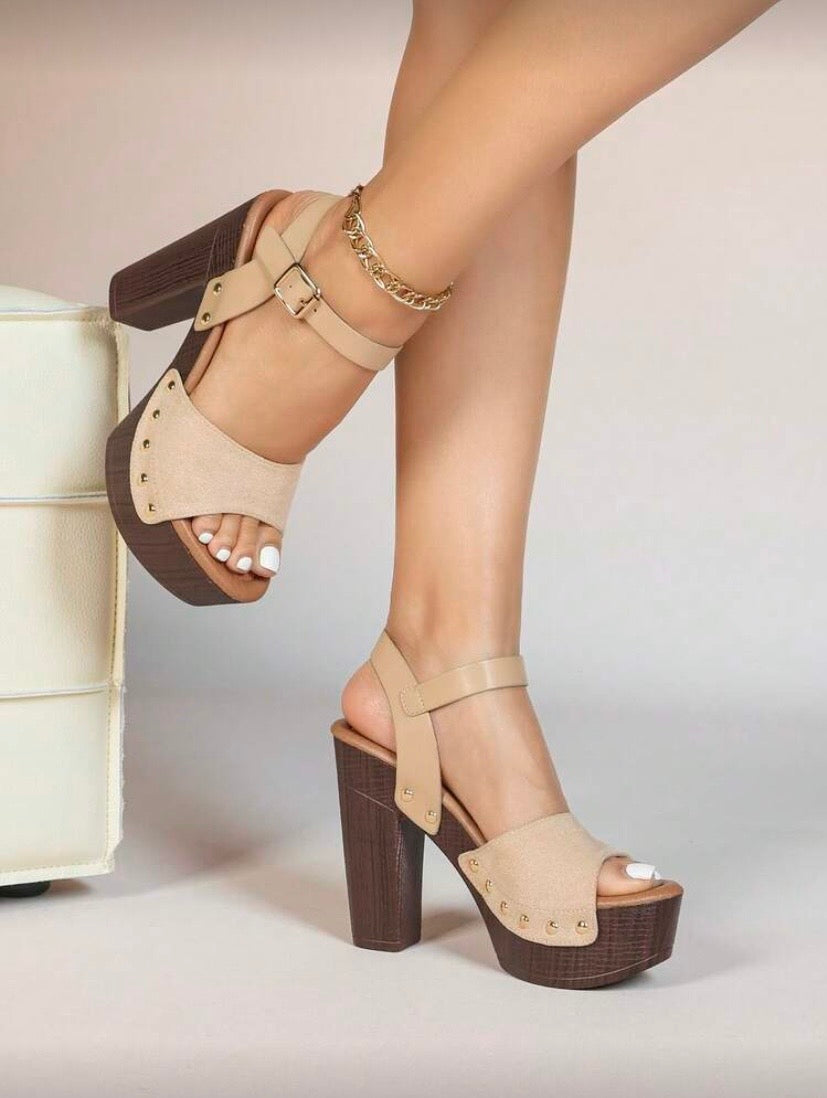 Sandales Femme à Talon Haut et Plateforme – Talon Épais, Modèle Mule, Bout Ouvert, Style Estival