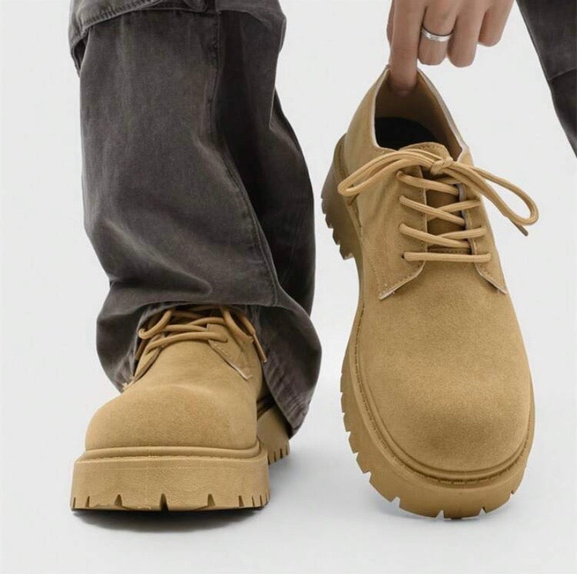 Bottines Homme Finition Mate, Style Travail Rétro, Semelle Épaisse et Légères — Taille Grand, Prendre Une Pointure En Dessous