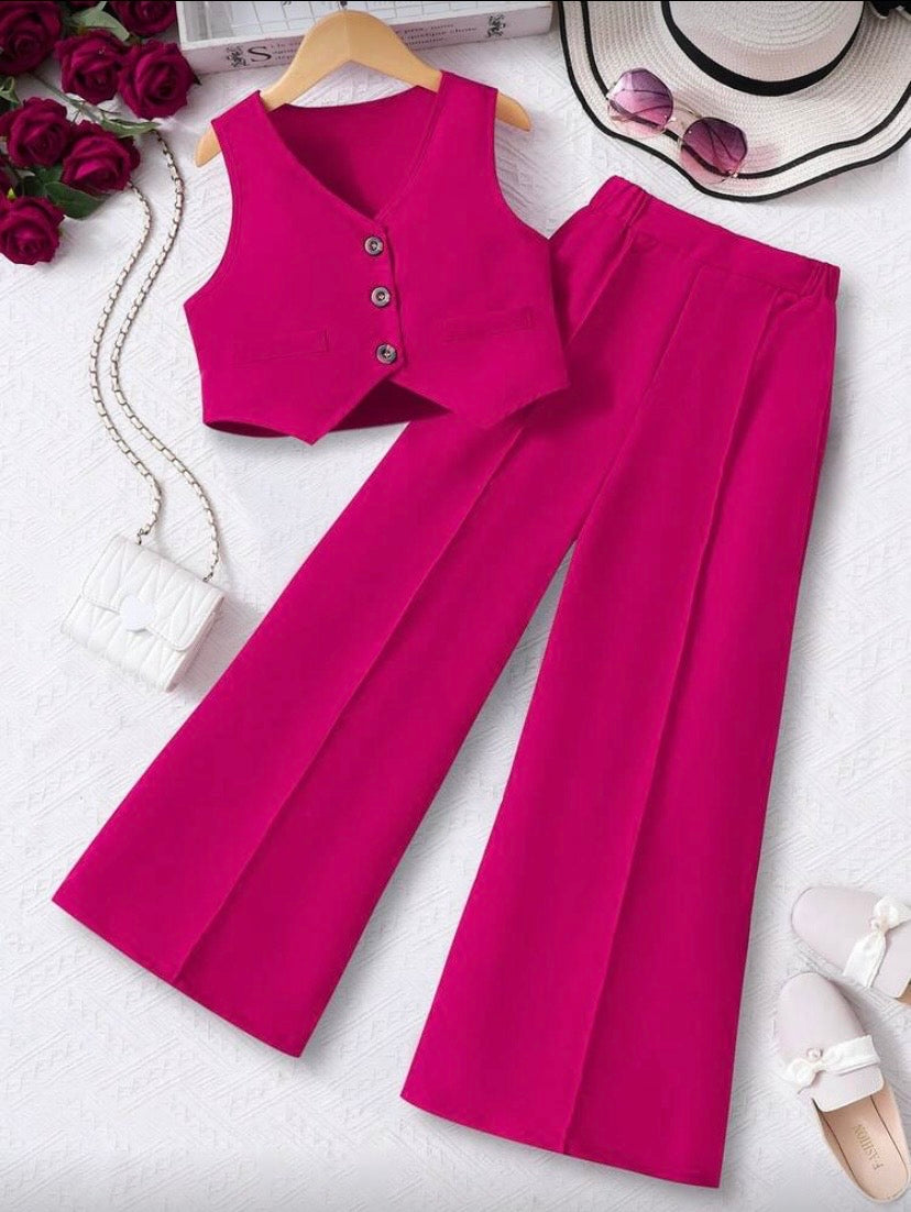 Ensemble Fille 2 Pièces – Top & Pantalon Style Français