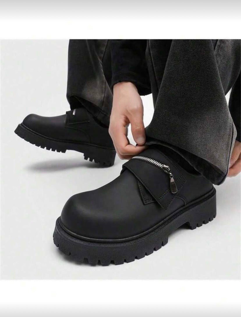 Bottes Homme Basses Style Vintage, Semelle Épaisse Rehaussante, Polyvalentes pour l’Automne/Hiver