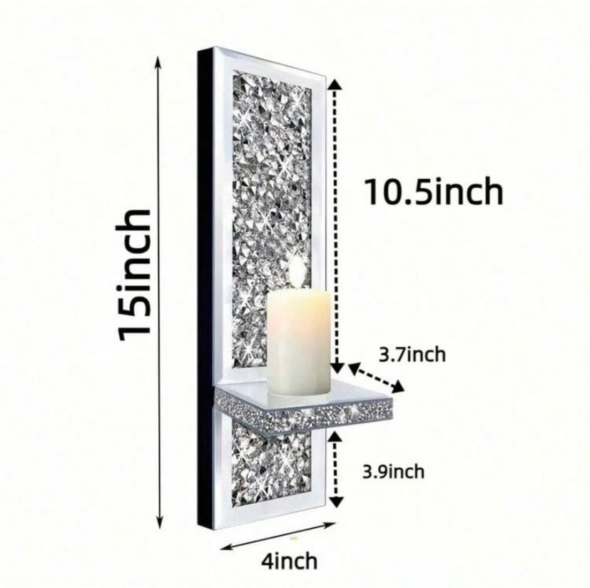 Lot de supports muraux pour bougies au design miroir argenté avec bougeoirs dorés, décoration murale moderne pour chambre ou salle à manger.