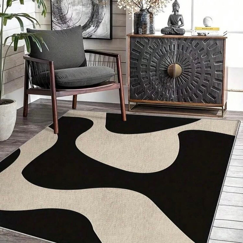 Tapis vintage en velours ultra-doux à motif floral bohème, antidérapant et lavable en machine, parfait pour le salon, la chambre ou le bureau.