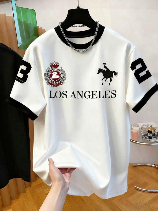 T-shirt homme imprimé à col rond, léger et adapté à toutes les saisons