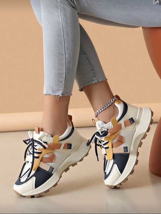 Baskets épaisses en mesh respirant avec semelle plateforme, style décontracté pour printemps/été 👟