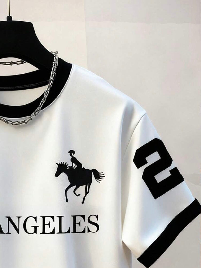 T-shirt homme imprimé à col rond, léger et adapté à toutes les saisons