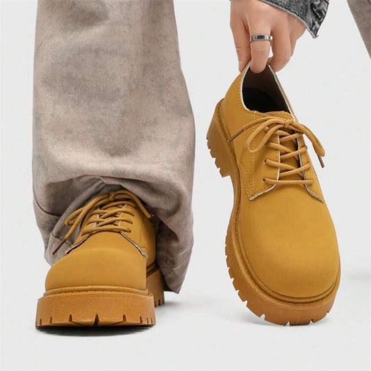Bottines Homme Finition Mate, Style Travail Rétro, Semelle Épaisse et Légères — Taille Grand, Prendre Une Pointure En Dessous