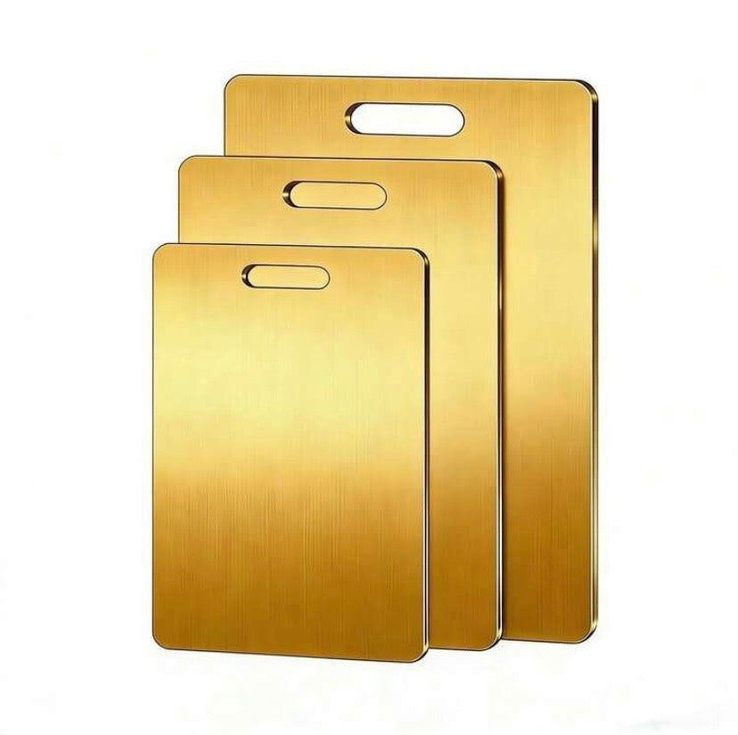 Lot de planches à découper en acier inoxydable double face, résistantes et hygiéniques, conçues pour un usage domestique anti-moisissure.