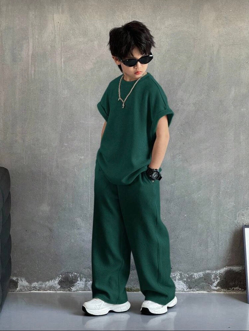 Ensemble Garçon 2 Pièces Décontracté – Débardeur & Pantalon Coupe Ample