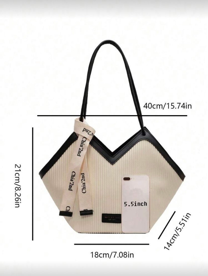 Sac épaule color block à double poignée, grande capacité, style classique et élégant 👜