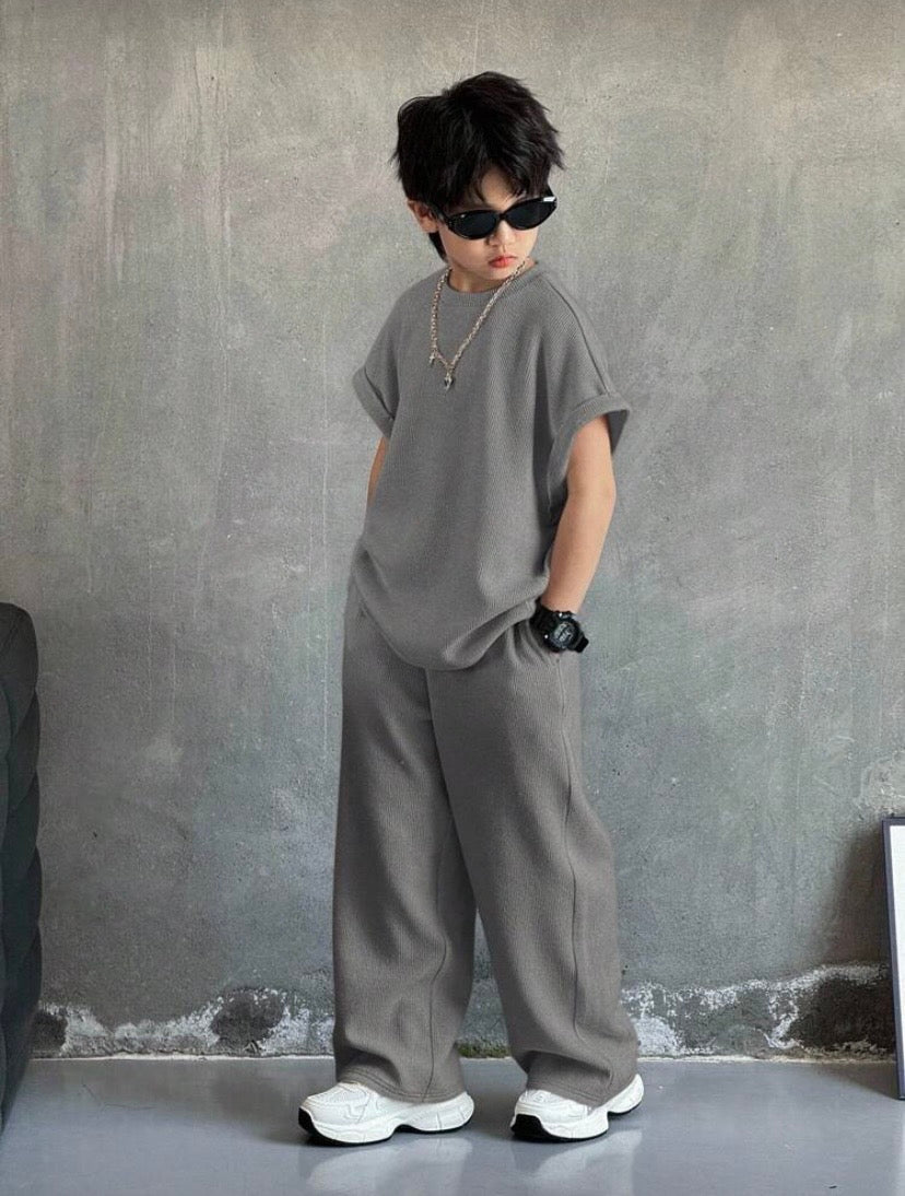 Ensemble Garçon 2 Pièces Décontracté – Débardeur & Pantalon Coupe Ample