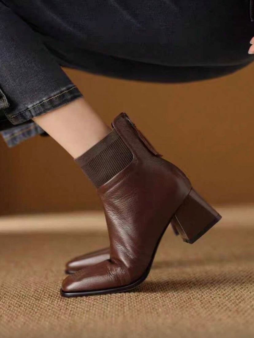 Bottines Chelsea Femme Plates – Talon Bas, Fermeture Arrière, Style Rétro Polyvalent