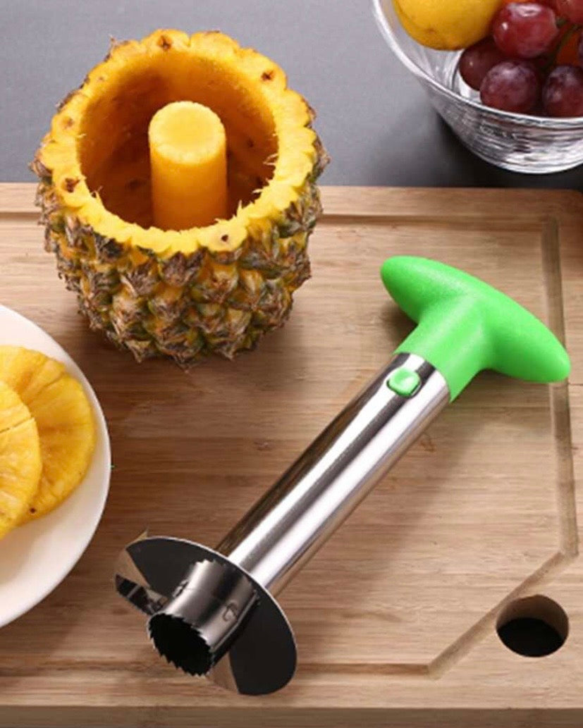 Vide-ananas en acier inoxydable avec manche plastique, outil multifonction pour éplucher et découper facilement l’ananas.