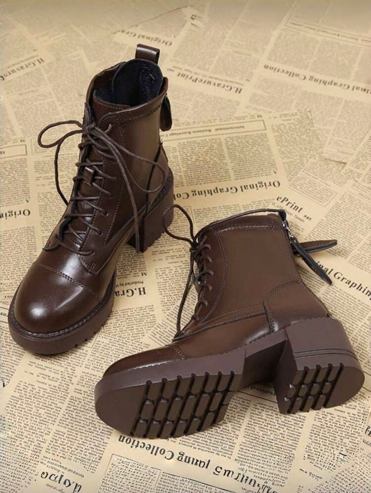 Bottines Femme à Talon Épais – Style Européen, Courtes et Élégantes Toutes Saisons
