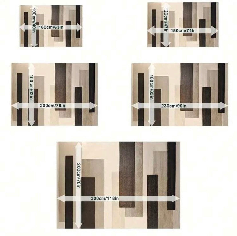 Tapis en velours style campagne américaine avec motifs abstraits, antidérapant et lavable en machine, idéal pour chambre, bureau ou entrée.