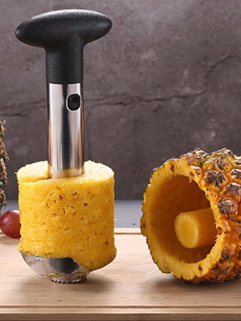 Vide-ananas en acier inoxydable avec manche plastique, outil multifonction pour éplucher et découper facilement l’ananas.