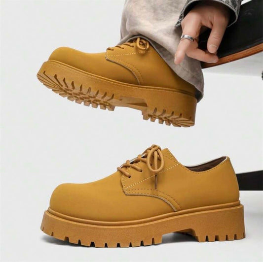 Bottines Homme Finition Mate, Style Travail Rétro, Semelle Épaisse et Légères — Taille Grand, Prendre Une Pointure En Dessous
