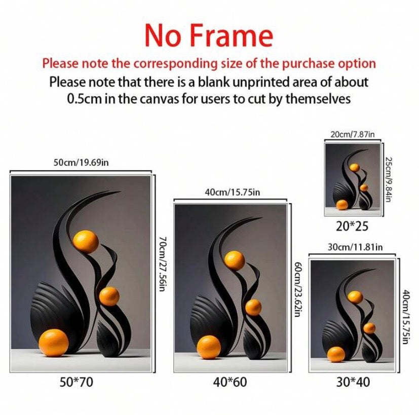 Lot de 3 affiches abstraites sur toile avec effet sculpture 3D, décoration murale moderne sans cadre pour salon, chambre ou bureau.