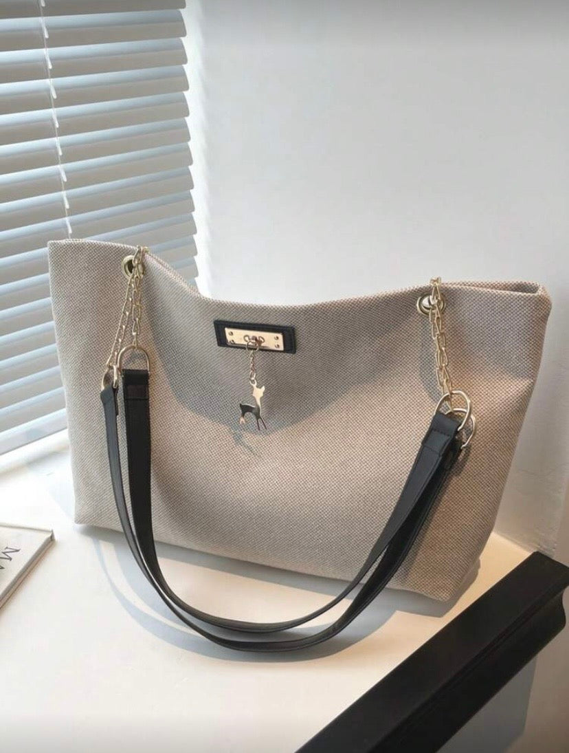 Sac à main grande capacité avec chaîne, porté épaule ou sous le bras, style rétro élégant 👜