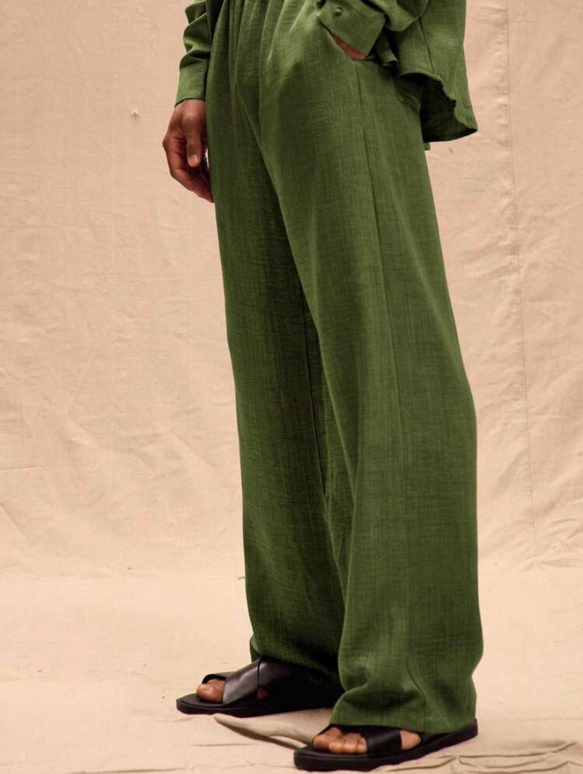 Pantalon ample pour homme en lin, style décontracté été et vacances, confortable et léger pour le printemps et l’été.